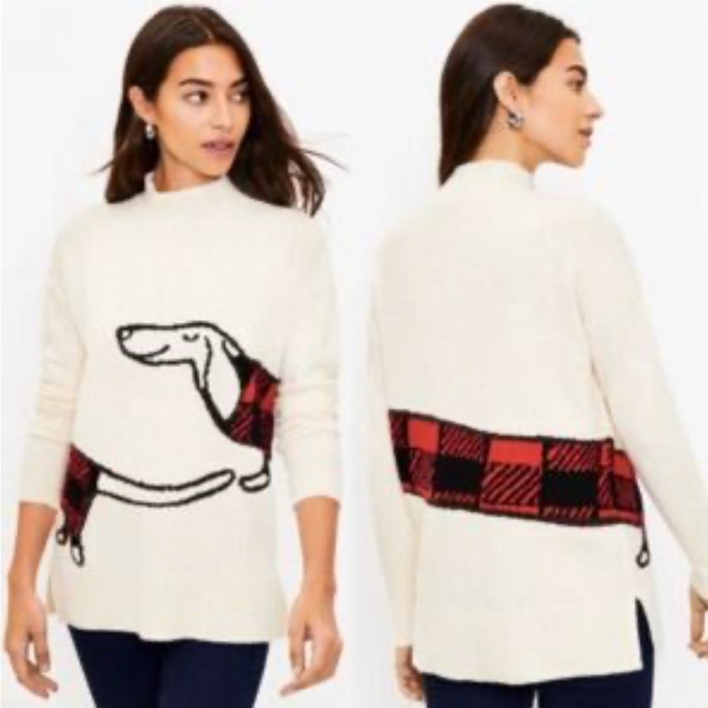 Charming LOFT Cream Sweater with Dog Design‎